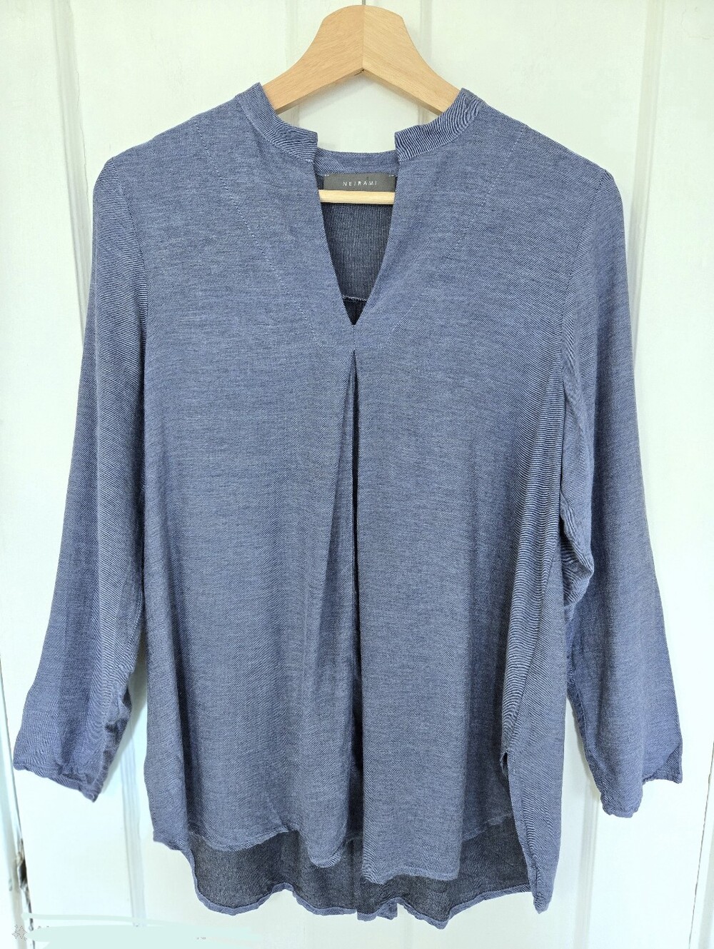 Neirami Women's Lightweight Viscose Split-Neck Blouse Size XS Coastal Lagenlook